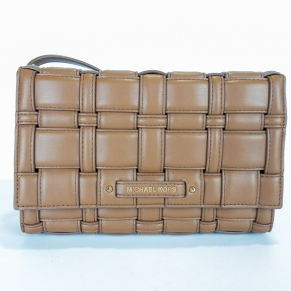 Michael Kors Ivy Large Woven Crossbody Bag - Luggage Brown - Picture 6 of 8